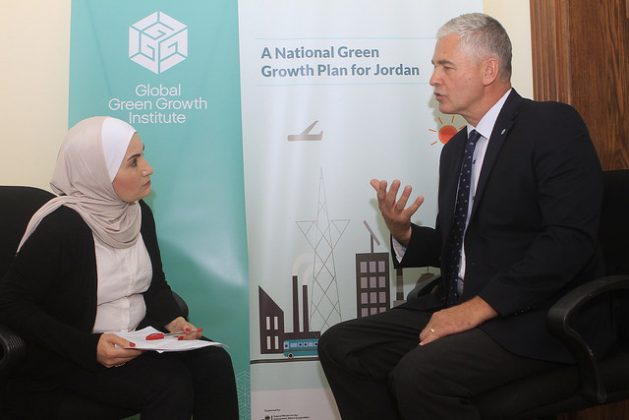Safa Khasawneh interviews the Director-General of the Global Green Growth Institute (GGGI) Dr. Frank Rijsberman. Credit: Safa Khasawneh/IPS