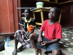 Ten-year-old Kobina (right) and 12-year-old Comfort Essuman (left) are hawkers at Sekondi beach in Ghana's Western Region.<br />
/ Credit:Sam Mark Essien/IPS