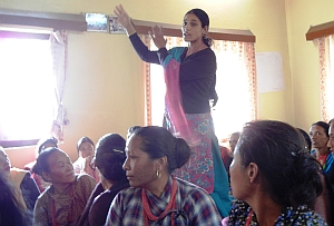 Women in Nepal's Dolakha district testify to living in fear of being submerged by a glacial lake outburst flood. / Credit:Sudeshna Sarkar/IPS