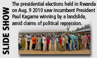 Slideshow -- The presidential elections held in Rwanda on Aug. 9 2010 saw incumbent President Paul Kagame winning by a landslide, amid claims of political repression.

