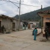 The centre of Toribío: in the back, the police station, and nearby homes destroyed by a bus bomb.  Credit: Constanza Vieira/IPS