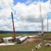 Wind farm under construction in Bom Jardim da Serra, in the southern Brazilian state of Santa Catarina.  Credit: Courtesy of Abeeólica