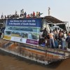 Cheers, ululations and cries of "hallelujah" arose from the banks of the Nile and from the decks of the barges as people returned to South Sudan. Credit: Hannah McNeish/IPS