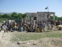 Children come back to a school destroyed in Bajuar Agency in the Federally Administered Tribal Areas (FATA) region in northern Pakistan. Credit: Ashfaq Yusufzai/IPS.