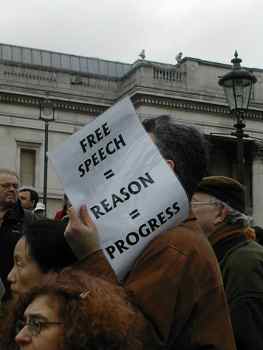 A freedom of speech rally in Trafalgar Square in March 2006 Credit:  Simon Gibbs-sjgibbs80/CC-BY-2.0