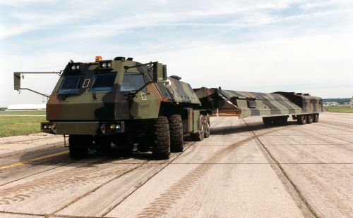 A Small ICBM (missile) Hard Mobile Launcher. Nuclear-armed nations spend over 100 billion dollars each year on their weapons programmes. Credit: US Air Force