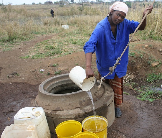 1.1 billion people in developing countries have inadequate access to water, and 2.6 billion lack even the most basic sanitation. Credit:  Mantoe Phakathi/IPS