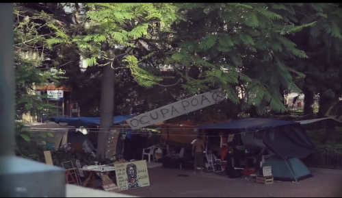 The Occupy Porto Alegre camp in the central square of the city.