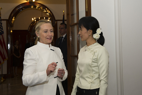 Many of the latest reforms came in the wake of Clinton's visit late last year to Myanmar, during which she met Daw Aung San Suu Kyi.  Credit: State Department photo/ Public Domain