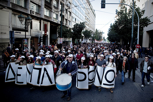 Greeks protest austerity measures in March 2010. Credit: Apostolis Fotiadis/IPS