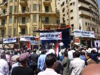 The banners at this Cairo demonstration say: 'No to gas exports to the Zionist enemy'. Credit: Khaled Moussa al-Omrani/IPS.