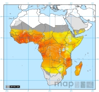 The first global map of malaria since 1968 shows 53 percent of the population of the Africa+ region - which includes Yemen and Saudi Arabia - lives in areas of high risk. Credit:  Malaria Atlas Project