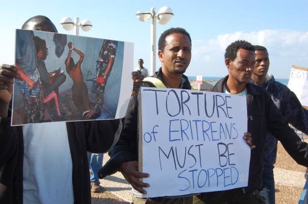 Eritreans protesting in Tel Aviv. Credit: Jillian Kestler-D'Amours/IPS.