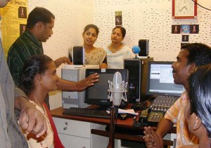A broadcast session at Radio DC, Thiruvananthapuram. Credit: K.S. Harikrishnan/IPS