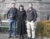 Three members of Iceland's Pirate Party, Jon Thor Olafsson, Birgitta Jonsdottir and Helgi Hrafn Gunnarsson, in front of the Althingi parliament building. Credit: Lowana Veal/IPS.