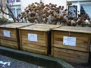 Collective compost bins in the town of Besancon. Credit: Jean-Charles Sexe/Ville de Besançon.
