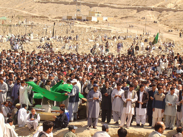 A funeral for victims of gunmen in the Hazara graveyard in Quetta, capital of Pakistan’s Balochistan province. Credit: Altaf Safdari/IPS