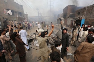 On Mar. 9, 2013, Muslim mobs torched the Christian neighbourhood known as Joseph Colony in Lahore. Credit: Irfan Ahmed/IPS