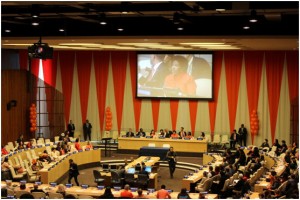 U.N. Women Executive Director Phumzile Mlambo-Ngcuka speaking on the International Day for Eliminating Violence against Women. Credit: Lyndal Rowlands