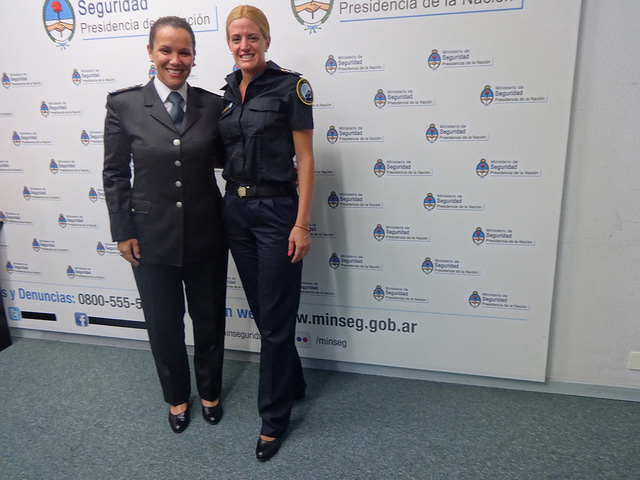 The deputy inspector of the airport security police, Silvia Miers, left, and Marina Faustino, an Argentine federal police “principal”, talked to IPS about their experiences in the security forces, before and after the implementation of a gender equality strategy. Credit: Fabiana Frayssinet/IPS