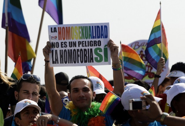 “Homosexuality Isn’t a Danger; Homophobia Is” reads a sign held by an activist from the lesbian, gay, bisexual and transsexual (LGBT) community during a demonstration in the Cuban capital. Credit: Jorge Luis Baños/IPS