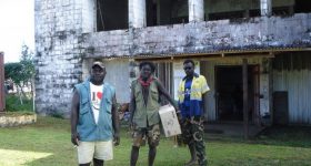 Buildings gutted and scarred by the Bougainville civil war are still visible in the main central town of Arawa. Credit: Catherine Wilson/IPS