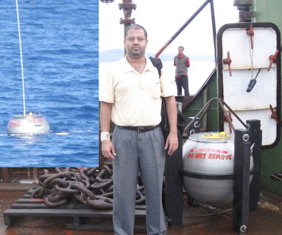 The ocean energy research team, including Dr Rafiuddin Ahmed, at the University of the South Pacific in Fiji have been using waverider buoys to conduct research into wave activity and its energy potential in the Pacific Islands region. Photo courtesy of Dr R Ahmed