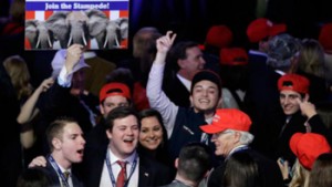 Supporters of then Republican presidential candidate Donald Trump cheer as they watch the election results during election night. PHOTO: AFP