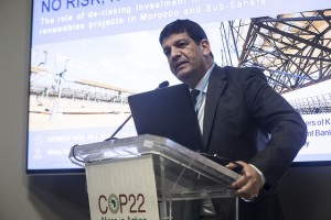 Mustapha Bakkoury, President of the Moroccan Agency for Solar Energy (MASEN), speaking at the COP22 in Marrakesh. Credit: Friday Phiri/IPS