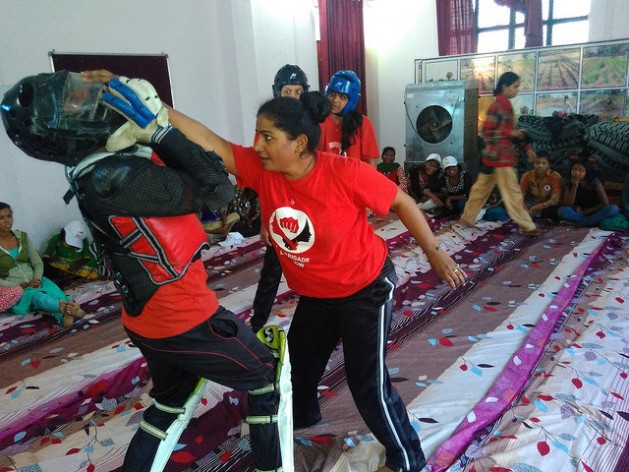 Red Brigade, a female-only collective, equips Indian women and girls with self-defence techniques and targets males who have committed sexual assault. Credit: Neeta Lal/IPS