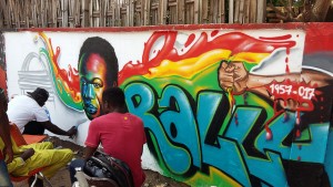 A graffiti artist in Accra creates an image of the leader of Ghana’s struggle for independence, Dr. Kwame Nkrumah. Credit: Kwaku Botwe/IPS