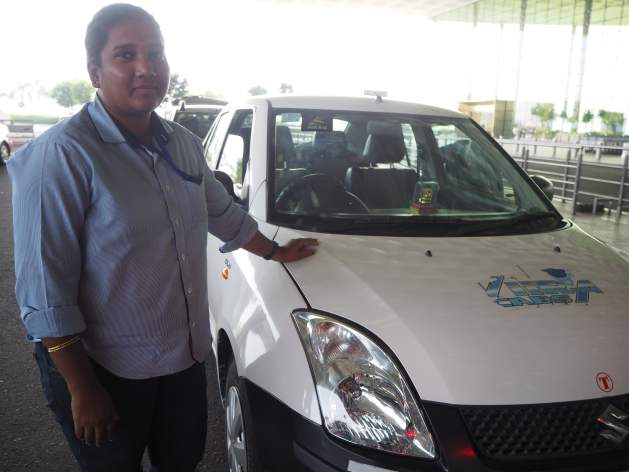 Jahhavi Kshsarter at Chhatrapati Shivaji International Airport Mumbai. Credit: Ida Karlsson/IPS. Viira Cabs is a taxi company run by women for women in Mumbai, it employs only female drivers who are all trained in self-defence.