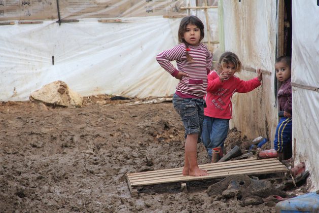 Syrian refugee children learn to survive at a camp in north Lebanon. Credit: Zak Brophy/IPS.