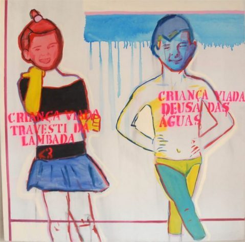"Criança viada", by Bia Leite, attracted a wave of moralistic attacks on the grounds that it promotes pedophilia. But the author explains that it is a denouncement of violence against children, humiliated as "queers" (viada) if they do not behave as required by the dominant machista culture. Credit: Courtesy of QueerMuseu