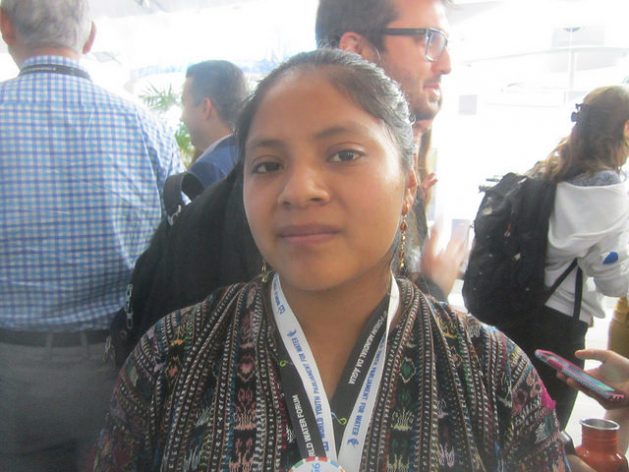 Marly Julajuj Coj, a young indigenous woman from Guatemala, who at the age of 19 was one of the participants in the launch of the Youth Platform for Water and Climate in Brasilia, as leader of a project that seeks to ensure drinking water for her community of 80 families by harvesting rainwater. Credit: Mario Osava / IPS