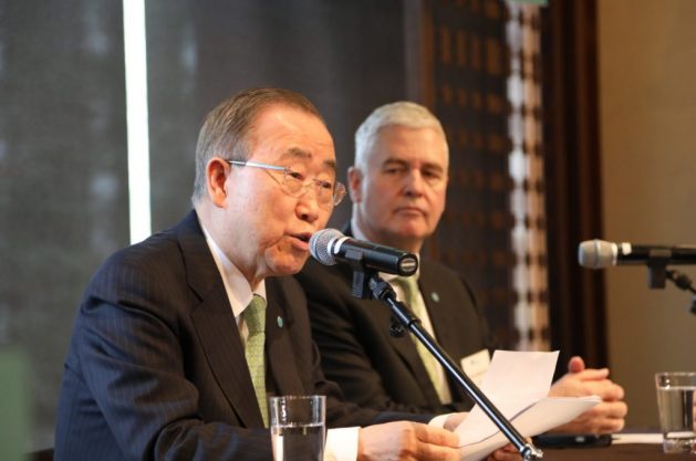 Ban Ki-moon, the new president and chair of GGGI, with Dr. Frank Rijsberman, the group’s director general. Credit: GGGI