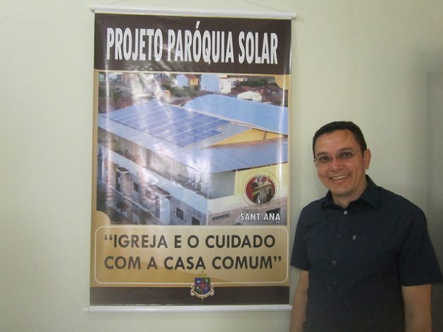 Catholic priest Paulo Diniz started the Solar Parish project in Sousa, with the support of the solar energy movement in the state of Paraiba, in northeastern Brazil. This saves the costs of conventional electricity and provides more resources for social projects, as well as being an example of the use of clean energy, as promoted by Pope Francis in his encyclical Laudato Si ‘On care for our common home’. Credit: Mario Osava/IPS
