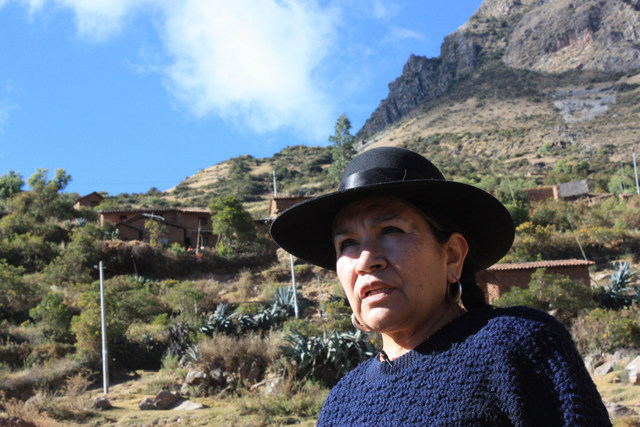 Tarcila Rivera, a Peruvian promoter of the organisation and articulation of indigenous women at the local and global levels, who defends the rights of native women in international forums, is pictured in a community in Ayacucho, in the Peruvian Andes, where she is from and where she champions access to education for indigenous girls and adolescents. Credit: Courtesy of Chirapaq