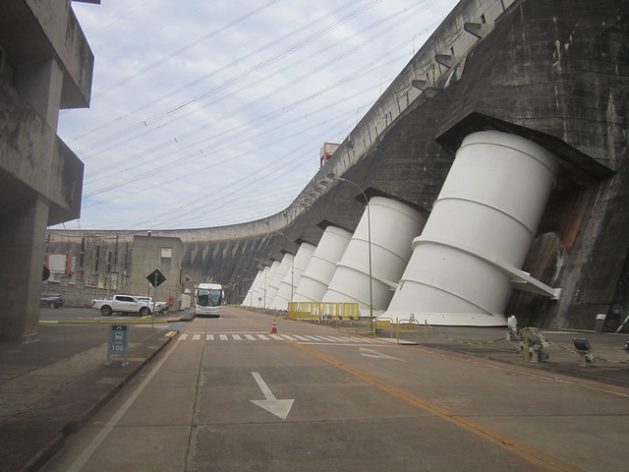 Water falls through these enormous pipes to activate the 20 turbines of the Itaipu hydroelectric plant on the Brazilian-Paraguayan border. Caring for the water in the reservoir, as well as reducing the pollution in the rivers that run into it, help make this binational plant one of the most efficient in the world, with a projected useful life of 184 years. Credit: Mario Osava/IPS