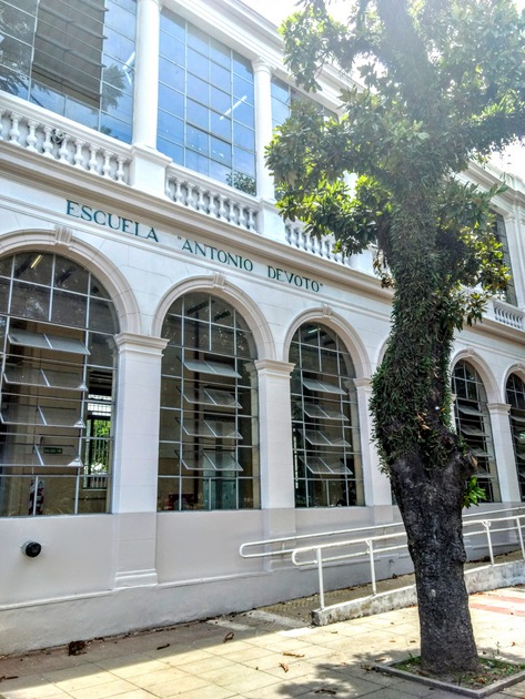 View of the front of the Antonio Devoto High School, which was built in an old manor house belonging to the Italian immigrant recognised as the founder of the Villa Devoto neighbourhood in Buenos Aires, the capital of Argentina. Credit: Courtesy of Marcelo Mazzeo