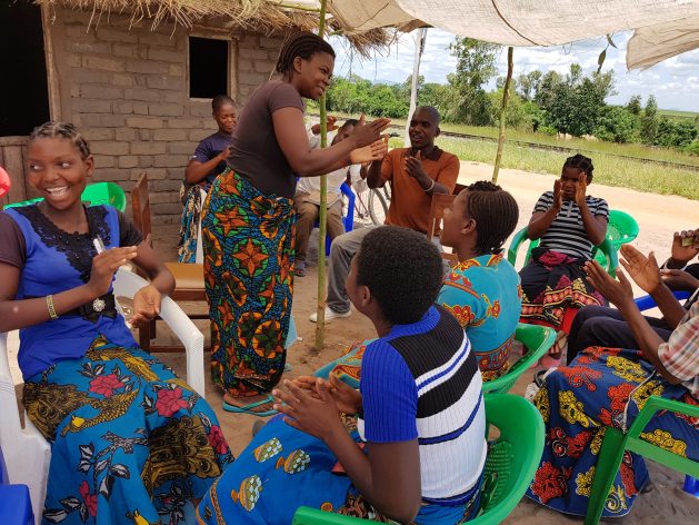 A group of youths engaged in various activities in Machinga, Malawi, to prevent and help in fighting trafficking of children from the area to Mozambique. Credit: Charles Mpaka/IPS