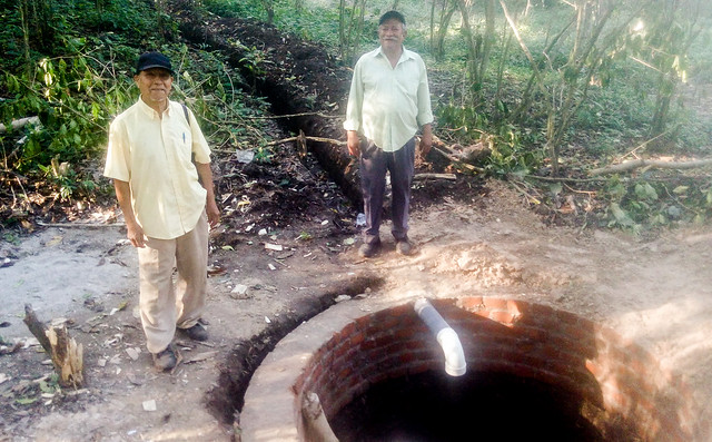 This nearly completed absorbing well at the El Espino Cooperative in the town of Antiguo Cuscatlán will absorb rainwater that would otherwise run downhill to urbanised areas on the outskirts of San Salvador. The measure is part of the City Adapt project, implemented by the United Nations Environment Programme (UNEP). CREDIT: Edgardo Ayala/IPS