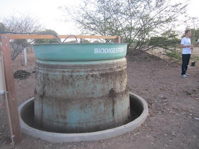 This biological digester was built by a regional university to supply biogas to a bakery run by a women's cooperative in Pombal, a municipality in the semi-arid ecoregion in the Northeast Brazilian state of Paraiba. This waste-to-energy generator provides half of the electricity used by the bakery, which sells a large part of its products to the lunch programme in local schools. CREDIT: Mario Osava/IPS