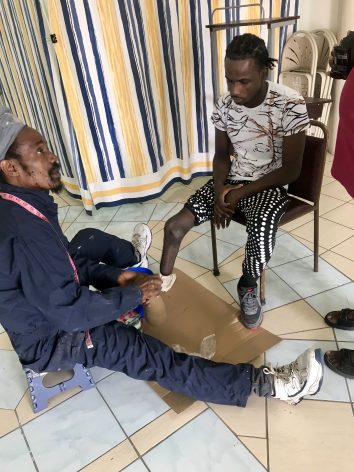 Prosthetic leg fitting at the office of Saint Lucia’s National Council of and for Persons with Disabilities – the first prosthetic limb manufacturing centre in the Eastern Caribbean Credit:Alison Kentish/IPS