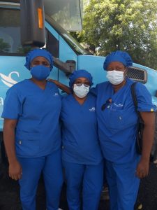 Members of a Community Health Nursing Team in Roseau, Dominica According to the World Health Organisation at least 115,000 health and care workers globally may have lost their lives during the COVID-19 pandemic. Credit: Alison Kentish/IPS