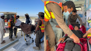 Pakistani medics treat Afghan quake survivors on the border of the [...] <a class=