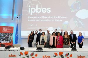 The launch of the IPBES Assessment Report on the Diverse Values and Valuation of Nature. The report argues that because nature is poorly valued, this is driving biodiversity loss. Credit: IISD Diego Noguera
