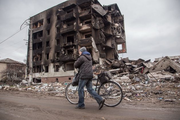 Nuclear experts warn that ‘tactical’ nuclear weapons could have devastating death toll and destruction. This photo shows the war damage in Borodianka, Kyiv Oblast. Photo: Oleksandr Ratushniak / UNDP Ukraine
