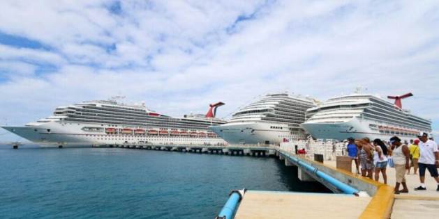 Big ship cruisers docked in Cozumel, one of the biggest ports of the world that receive this type of recreational ships, in southeast Mexico. Credit: Government of Quintana Roo
