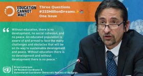 Three Questions, #222MillionDreams; One Issue: Education and the 'Triple-Nexus' with UN Resident Coordinator & Humanitarian Coordinator DRC, Bruno Lemarquis - Vimarsana News
